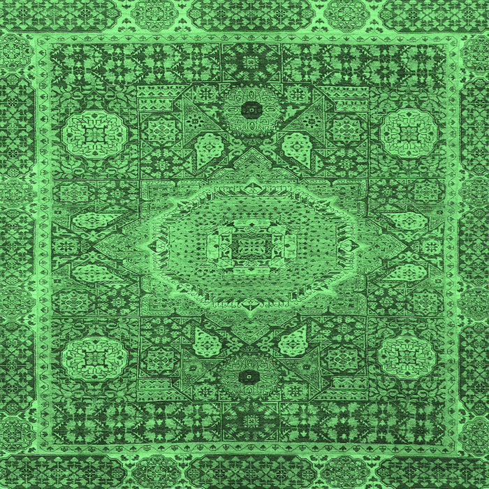 Square Machine Washable Abstract Emerald Green Modern Area Rugs, wshabs1351emgrn