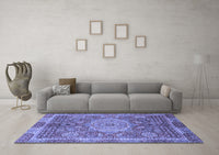 Machine Washable Abstract Blue Modern Rug, wshabs1351blu