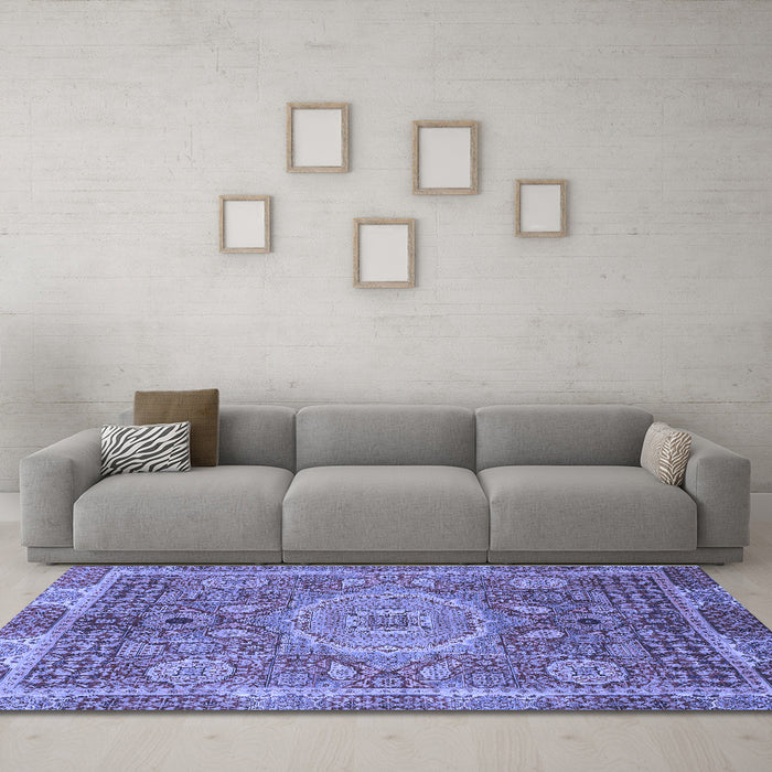 Machine Washable Abstract Blue Modern Rug in a Living Room, wshabs1351blu