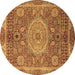 Round Abstract Brown Modern Rug, abs1351brn