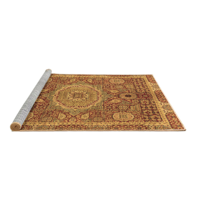 Sideview of Machine Washable Abstract Brown Modern Rug, wshabs1351brn