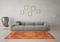 Machine Washable Abstract Orange Modern Rug, wshabs1351org