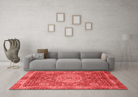 Machine Washable Abstract Red Modern Rug, wshabs1351red