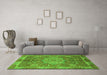 Machine Washable Abstract Green Modern Area Rugs in a Living Room,, wshabs1351grn