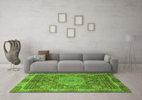 Machine Washable Abstract Green Modern Rug, wshabs1351grn