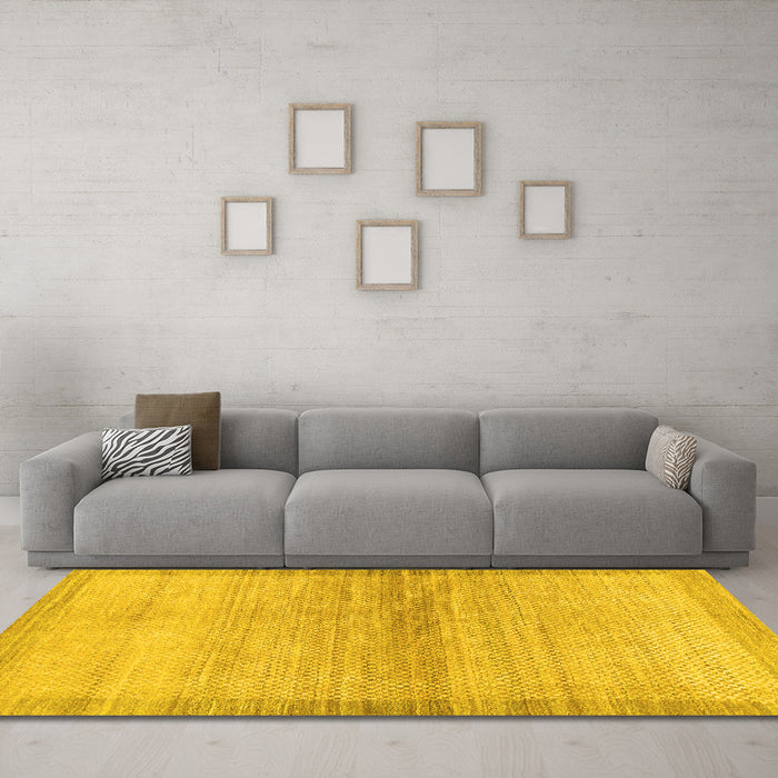 Machine Washable Abstract Yellow Modern Rug in a Living Room, wshabs1352yw