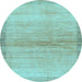 Round Abstract Light Blue Modern Rug, abs1352lblu