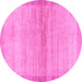 Round Machine Washable Abstract Pink Modern Rug, wshabs1352pnk