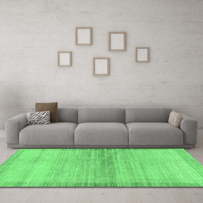 Machine Washable Abstract Emerald Green Modern Area Rugs in a Living Room,, wshabs1352emgrn