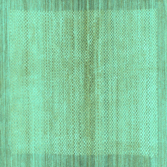 Square Machine Washable Abstract Turquoise Modern Area Rugs, wshabs1352turq