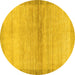 Round Abstract Yellow Modern Rug, abs1352yw