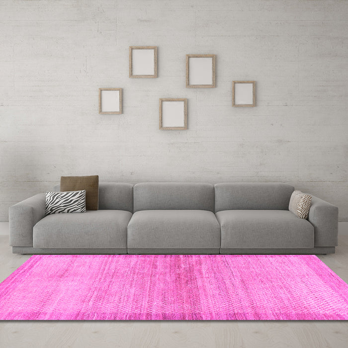 Machine Washable Abstract Pink Modern Rug in a Living Room, wshabs1352pnk