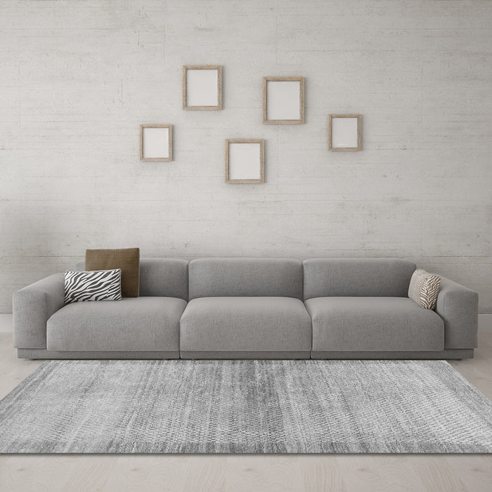 Machine Washable Abstract Gray Modern Rug in a Living Room,, wshabs1352gry