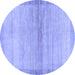 Round Abstract Blue Modern Rug, abs1352blu