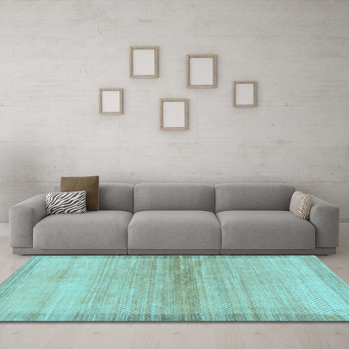 Machine Washable Abstract Light Blue Modern Rug in a Living Room, wshabs1352lblu