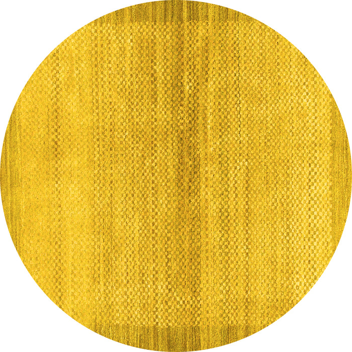 Round Machine Washable Abstract Yellow Modern Rug, wshabs1352yw