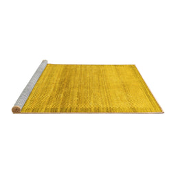 Sideview of Machine Washable Abstract Yellow Modern Rug, wshabs1352yw