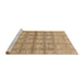 Sideview of Machine Washable Abstract Bronze Brown Rug, wshabs1353