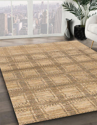 Abstract Bronze Brown Checkered Rug, abs1353