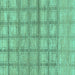 Square Machine Washable Checkered Turquoise Modern Area Rugs, wshabs1353turq