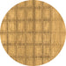 Round Machine Washable Checkered Brown Modern Rug, wshabs1353brn