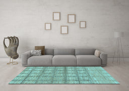 Machine Washable Checkered Light Blue Modern Rug in a Living Room, wshabs1353lblu