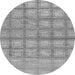 Round Machine Washable Checkered Gray Modern Rug, wshabs1353gry