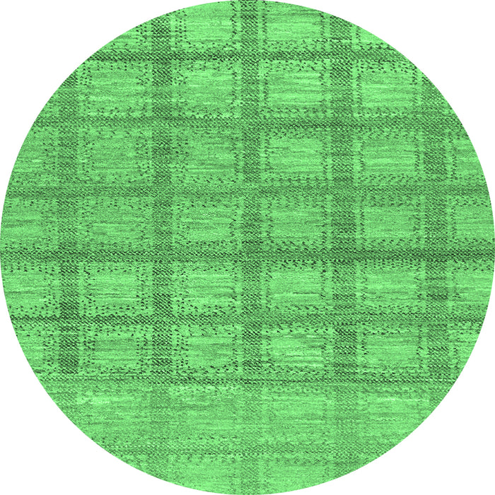 Round Checkered Emerald Green Modern Rug, abs1353emgrn