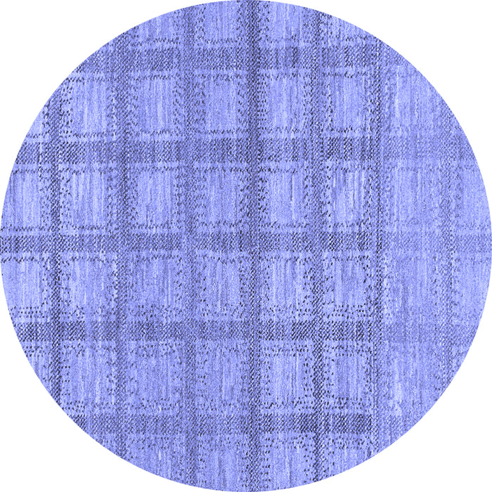 Round Checkered Blue Modern Rug, abs1353blu
