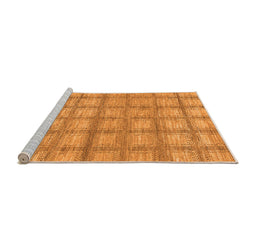 Sideview of Machine Washable Checkered Orange Modern Area Rugs, wshabs1353org