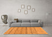 Machine Washable Checkered Orange Modern Area Rugs in a Living Room, wshabs1353org
