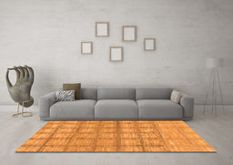 Machine Washable Checkered Orange Modern Area Rugs in a Living Room, wshabs1353org