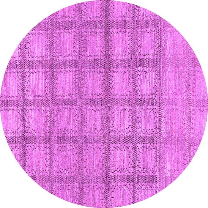 Round Machine Washable Checkered Purple Modern Area Rugs, wshabs1353pur