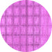 Round Machine Washable Checkered Purple Modern Area Rugs, wshabs1353pur