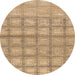 Round Abstract Bronze Brown Checkered Rug, abs1353