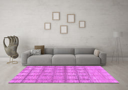 Machine Washable Checkered Purple Modern Area Rugs in a Living Room, wshabs1353pur