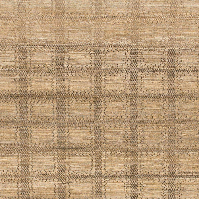 Square Abstract Bronze Brown Checkered Rug, abs1353