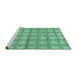 Sideview of Machine Washable Checkered Turquoise Modern Area Rugs, wshabs1353turq