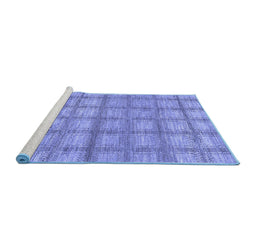 Sideview of Machine Washable Checkered Blue Modern Rug, wshabs1353blu