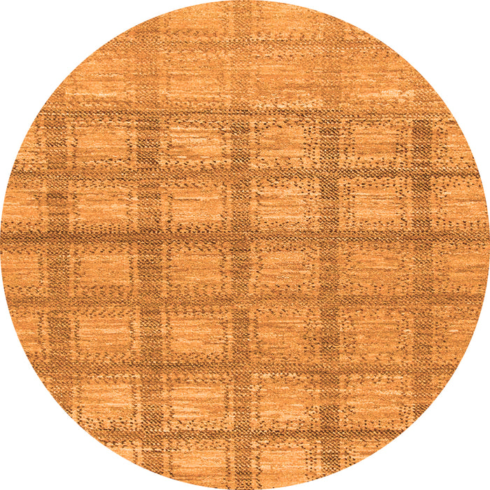 Round Checkered Orange Modern Rug, abs1353org