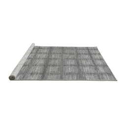 Sideview of Machine Washable Checkered Gray Modern Rug, wshabs1353gry
