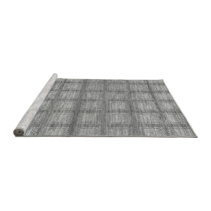 Sideview of Machine Washable Checkered Gray Modern Rug, wshabs1353gry