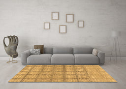 Machine Washable Checkered Brown Modern Rug in a Living Room,, wshabs1353brn