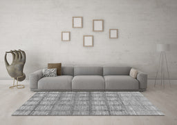 Machine Washable Checkered Gray Modern Rug in a Living Room,, wshabs1353gry