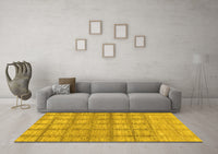 Machine Washable Checkered Yellow Modern Rug, wshabs1353yw