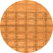 Round Machine Washable Checkered Orange Modern Area Rugs, wshabs1353org