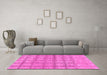 Machine Washable Checkered Pink Modern Rug in a Living Room, wshabs1353pnk