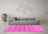 Machine Washable Checkered Pink Modern Rug, wshabs1353pnk