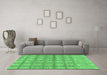 Machine Washable Checkered Emerald Green Modern Area Rugs in a Living Room,, wshabs1353emgrn