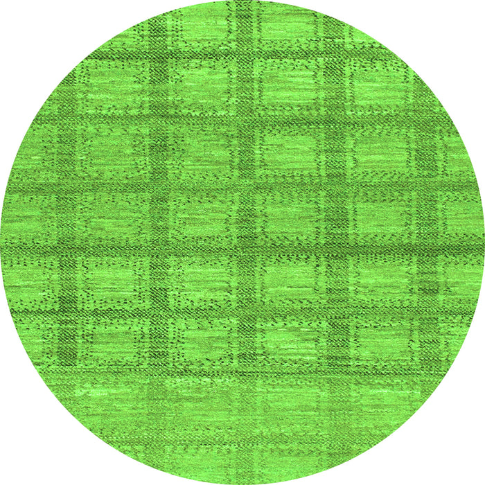 Round Checkered Green Modern Rug, abs1353grn